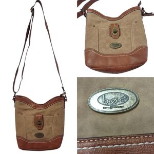 BOC Faux Leather Shoulder/Crossbody Bag Purse Brown Lined Pockets Dividers